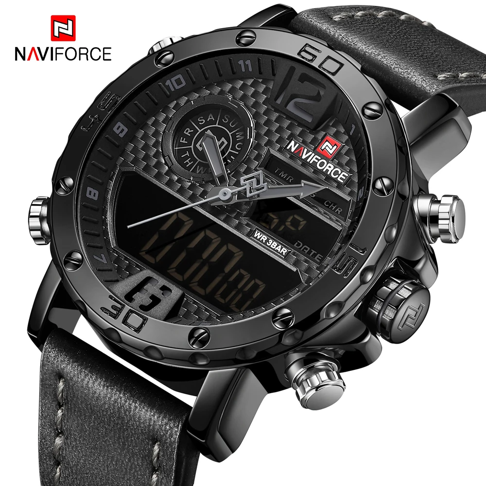 NAVIFORCE Роскошные Брендовые мужские армейские электронные часы водонепроницаемые