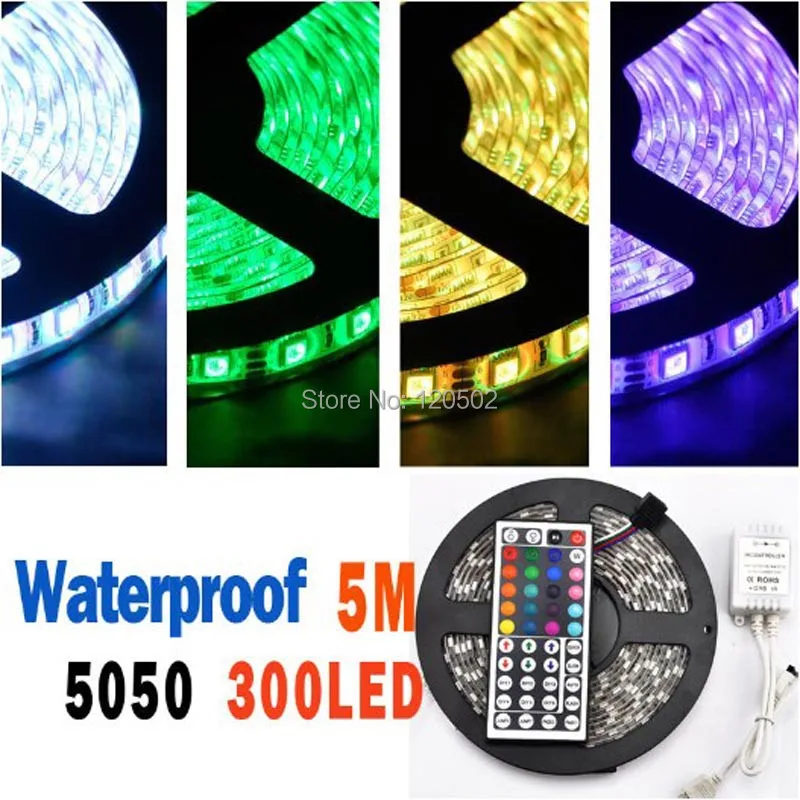 buy DC 12V 30W 5050 60 LED 5M Waterproof RGB Strip Light + 44 Key IR Controller+ RGB Control Box