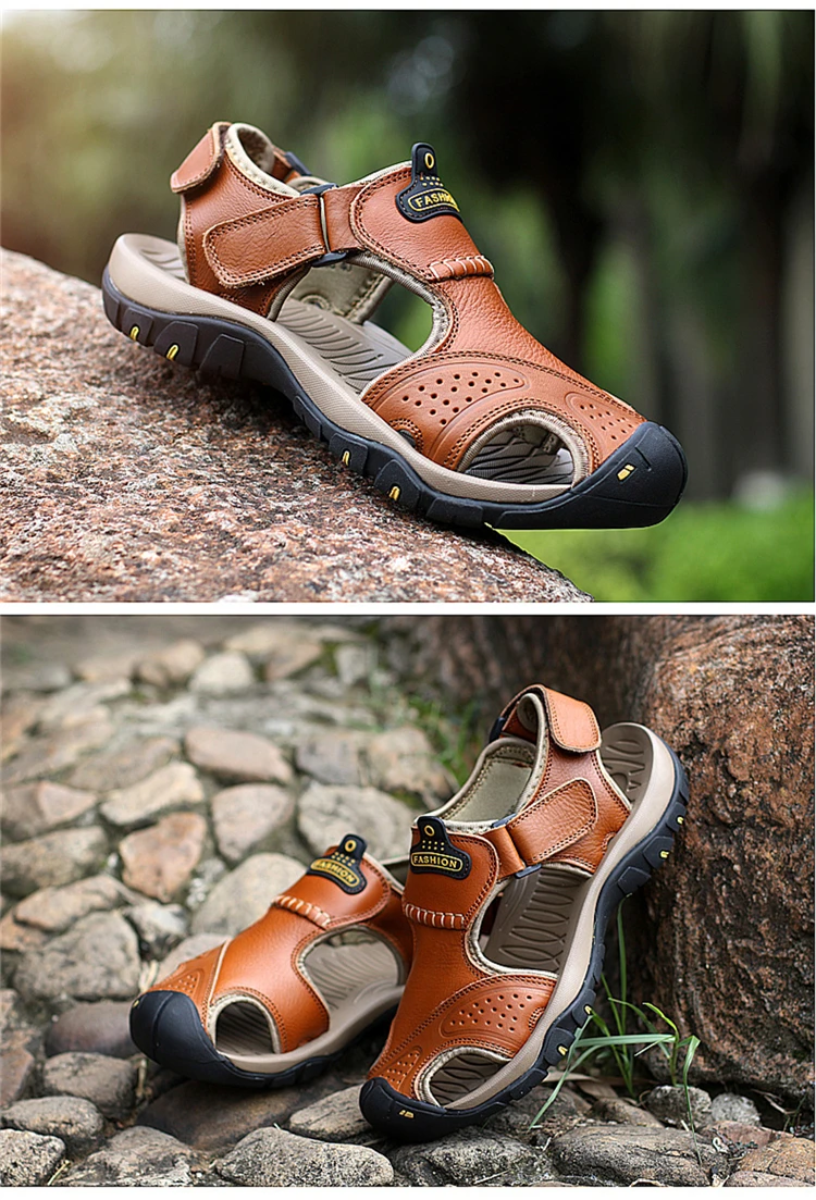 Мужские летние сандалии; Повседневная обувь из натуральной кожи; мужские пляжные сандалии в римском стиле; брендовая мужская летняя обувь; большие размеры 39-46; NLXSMTCD