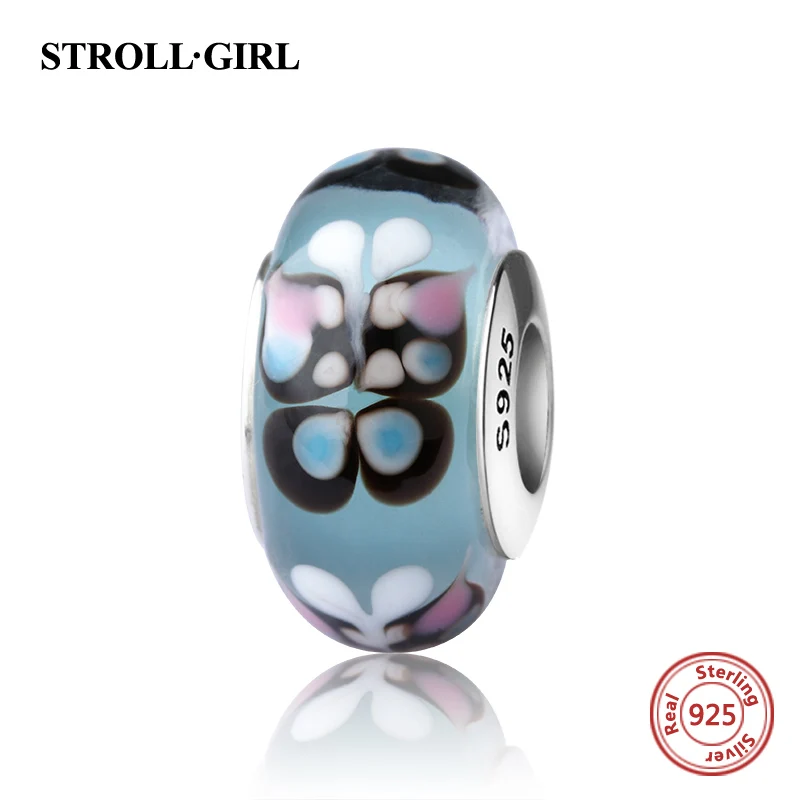 G1011 StrollGirl сверкающие муранские стеклянные бусины фиолетовые 925 серебряные подвески подходят pandora ювелирный браслет сделай сам делая женские подарки - Цвет: G1011
