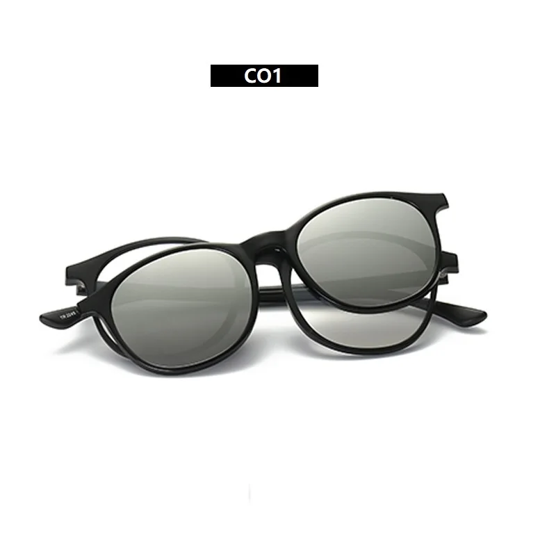 Женские очки в оправе с клипсой, солнцезащитные очки, поляризованные линзы, Оптические солнцезащитные очки в оправе TR90, мужские очки с магнитным зажимом - Цвет оправы: CO1