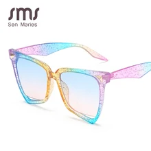Модные большие оправа «кошачий глаз» Солнцезащитные очки женские Новые красочные женские прозрачные Ретро полые Солнцезащитные очки Оттенки UV400