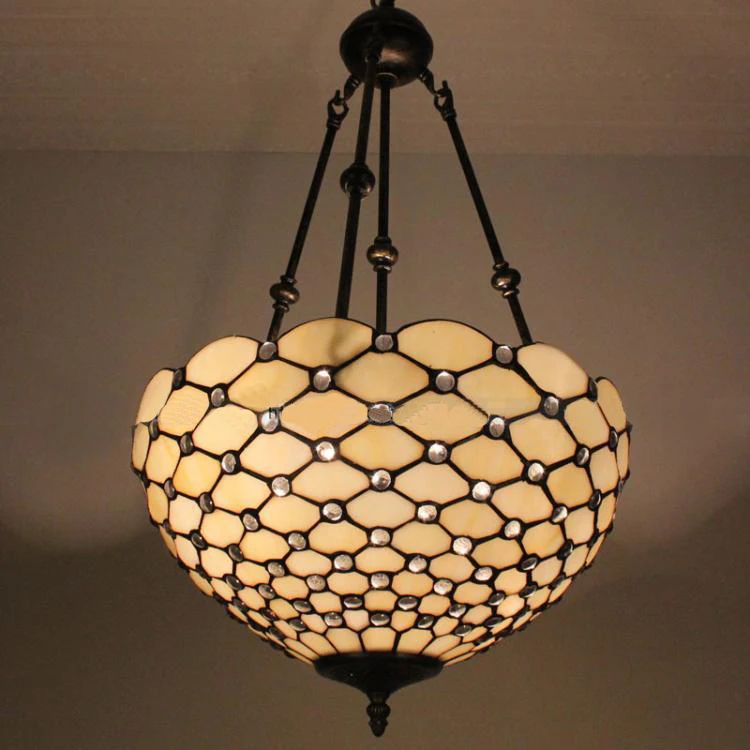 16 Inch Tiffany Art Fish Scale Pattern Pendant Light Dinning Room Living Room Pendant Lamp European Vintage Suspension Lamp