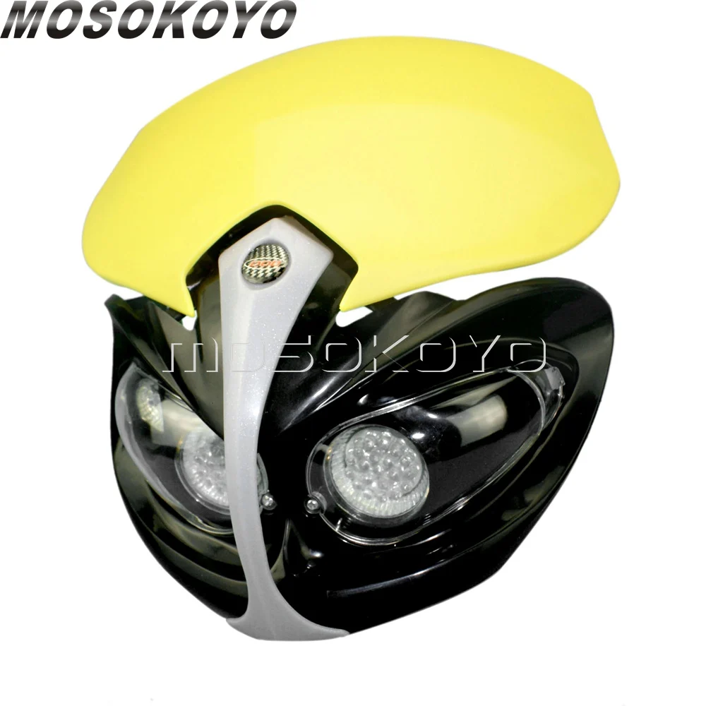 Мотоцикл Байк Enduro фары для мотокросса для Yamaha Suzuki LTZ RM 650 200 250 125 400 РМЗ DR DRZ желтый головной обтекатель