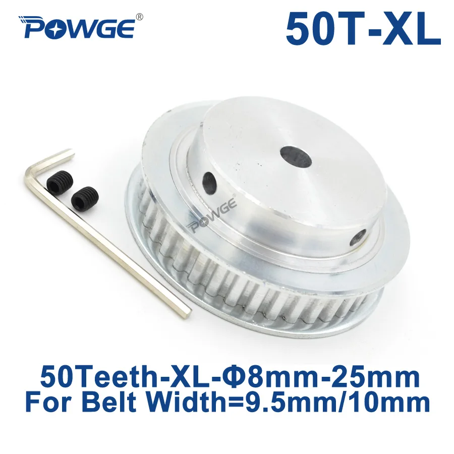 

POWGE Inch 50 Teeth XL Timing pulley Bore 8/10/12/14/15/16/17/20/25mm for width 9.5mm Synchronous Belt 50-XL-037 BF 50teeth 50T
