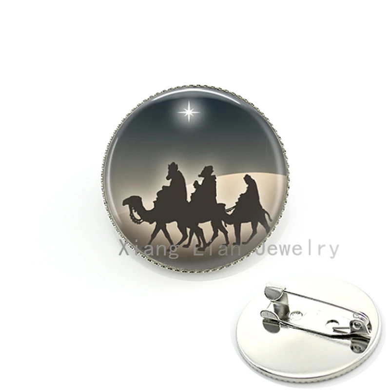 Buy Three Wise Men Nativity Star of Bethlehem brooches Vintage Magi silhouette