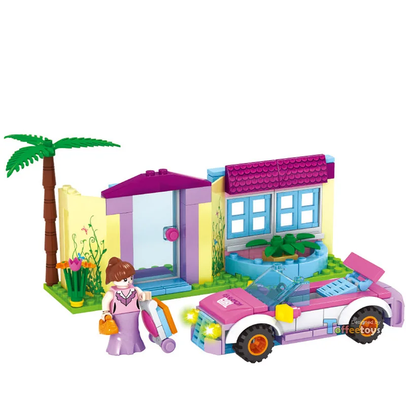 163pcs Resort Girl Building Blocks Assembled Car Houses Baby Girls Gifts Toys Kids Woods Model Toys for Children K0149-20123 baby-brick : image 163pcs Resort Girl Building Blocks Assembled Car Houses Baby Girls Gifts Toys Kids Woods Model Toys for Children K0149-20123 baby-brick