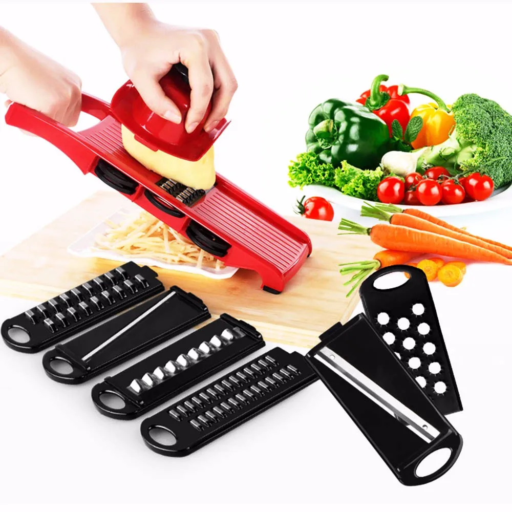 Multi function 6 in 1 Plastic Vegetable Fruit Slicers Cutter Adjustable