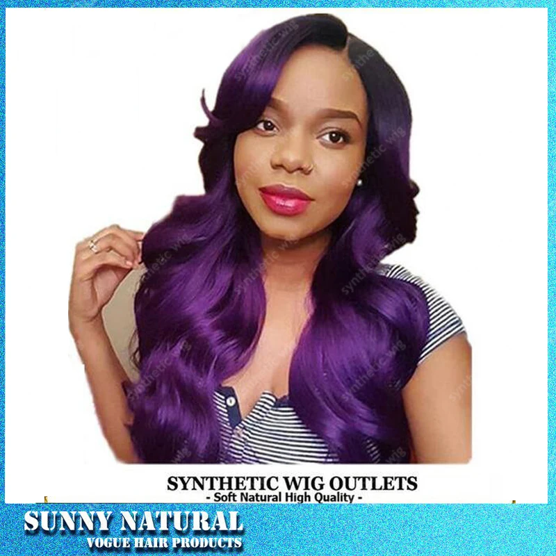 Vogue Dark Purple Color 14 26 Inch Deep Wave Synthetic Wigs