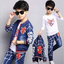 Boys Spiderman Tracksuits 2017 Children Clothing Sets Kids Long Sleeve Outerwear+T-shirt+Pants Cartoon 3Pieces Suits Sportswear