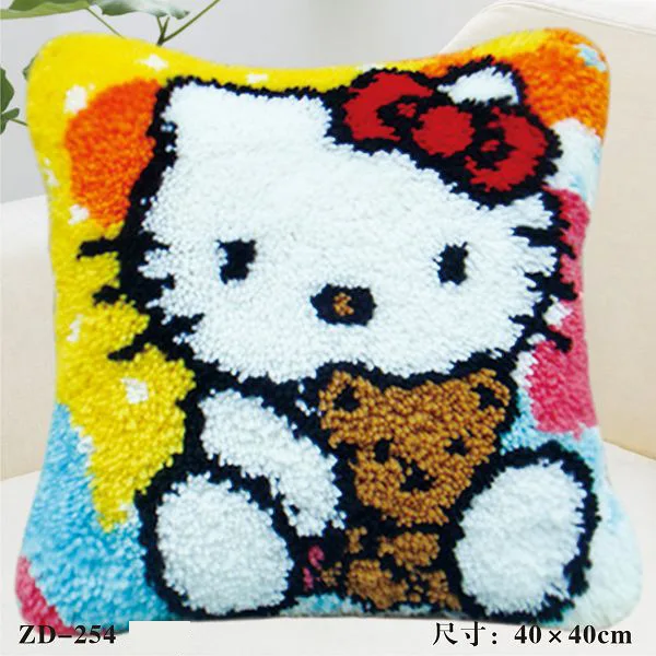 

ZD254 Pillow Cushion Latch Hook Kit Embroidery DIY Craft Cross Stitch Needlework Embroidery Counted Cross-Stitching Kit Set