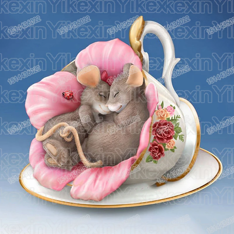 

Full Round Drill 5D DIY Diamond Painting "Cup mouse" 3D Embroidery Cross Stitch 5D Decor Gift