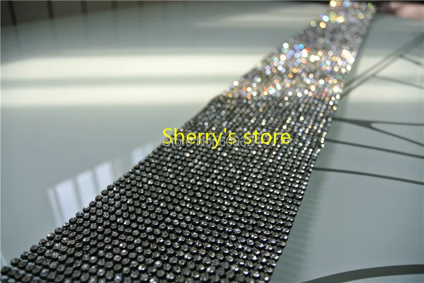 

24 Rows Diamond Ribbon Trim Clear Crystal stone on black Setting Crystal trim for wedding cake Accessory wedding decor