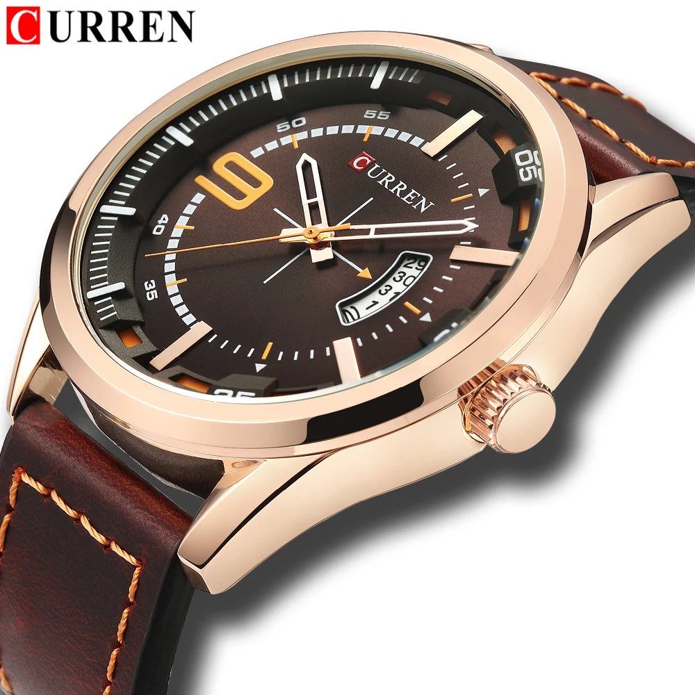 

Top Brand CURREN Fashion Watches Men Luxury Leather Strap Quartz Wristwatch Unique Dial Montre Design Waterproof 30M Relojes