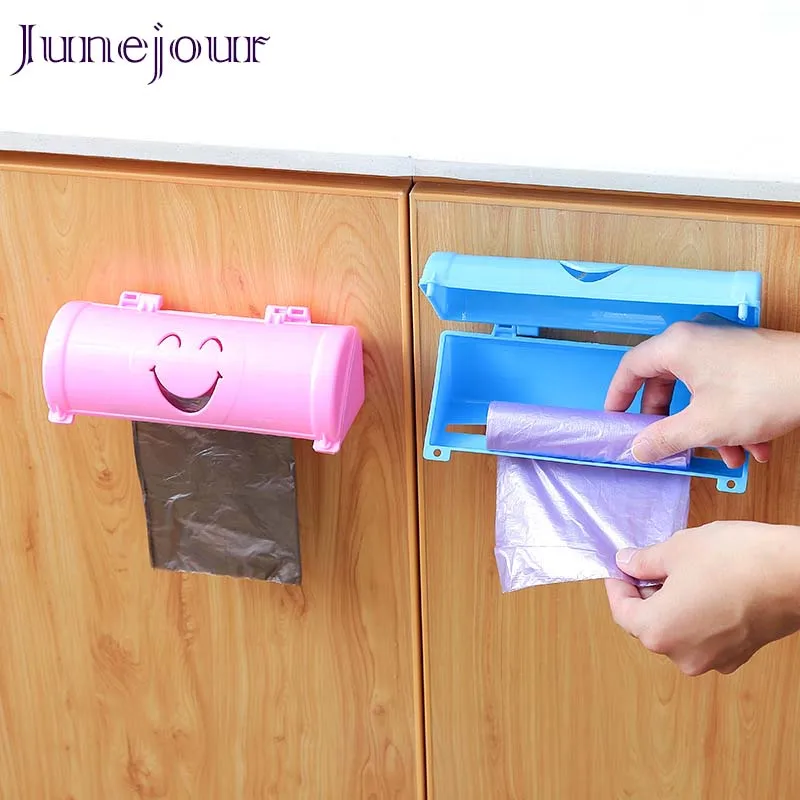

Junejour Wall Mounted Simle Shape Garbage Bag Storage Box Plastic Trash Bags Storage Container Kitchen Bathroom Organizer