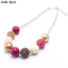 MHS. SUN, массивное ожерелье для девочек с бусинами, модный дизайн, акриловая жвачка для детей, массивное ожерелье, очаровательное ювелирное изделие ручной работы, 1 шт