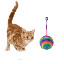 Красочные Симпатичные Собак Pet Puppy Cat Котенок Тизер Игры Играть чу Дребезжащий Царапинам Поймайте Игрушки Веревка Weave Мячи Собаки Кошки игрушка