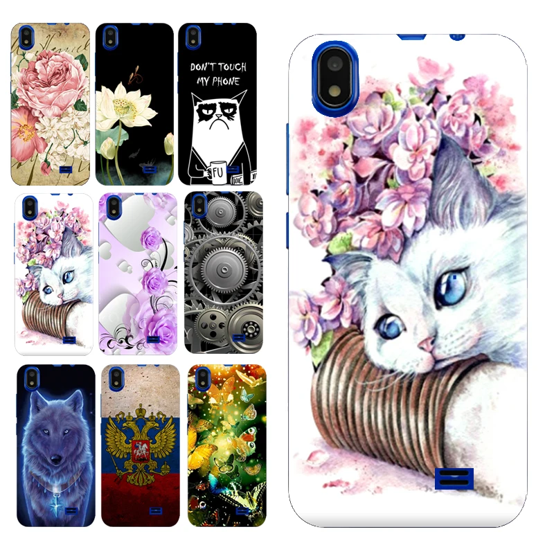 

Floral Recumbent Cat Back Cover For Prestigio Wize Q3 PSP3471DUO Animal Case Back Cover Bag Print Cases