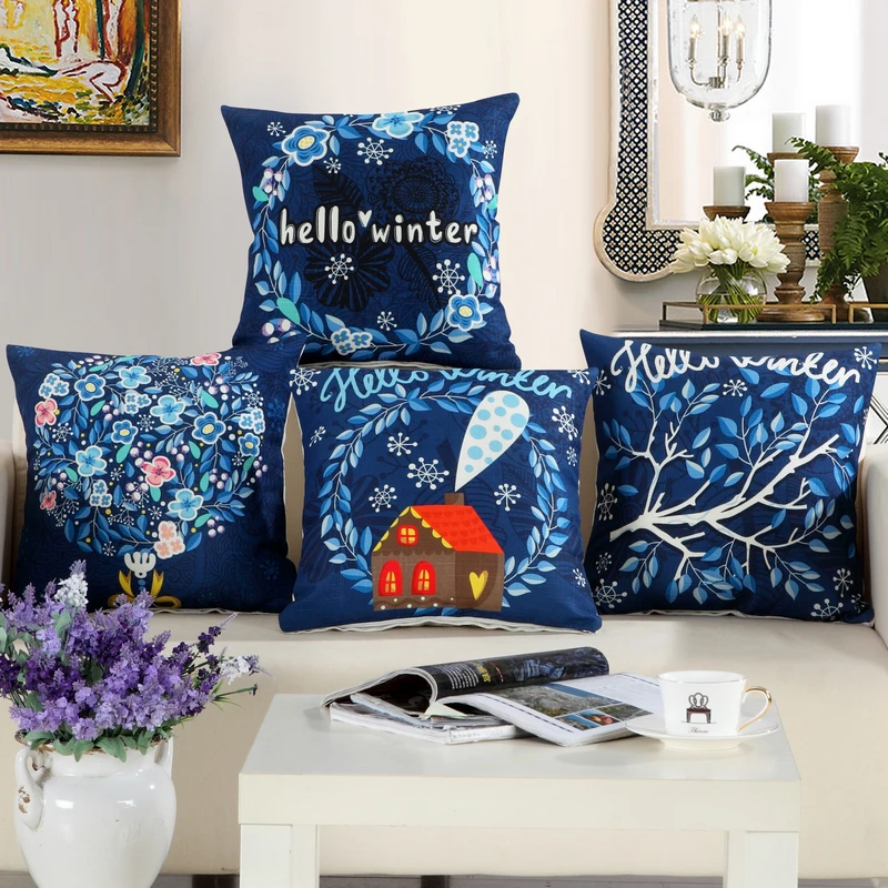 RUBIHOME Wholesale(4pieces/lot)Winter Design New Arrival Decorative Cushions Cover Throw Pillows Sofa Home Decor Christmas Used
