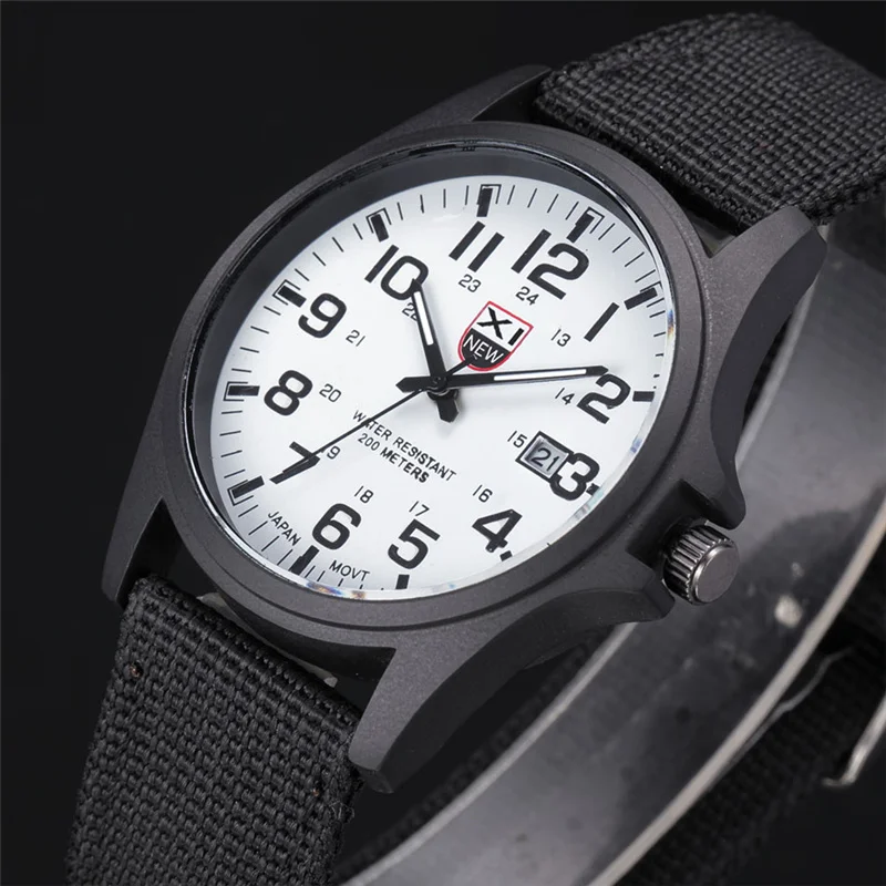 automatic quartz watch XINEW Nylon Strap Watches Men Casual Auto Date Quartz Watch Military Army Green Watch Simple Analog Sport Man Wrist Watch Quartz Watches real	