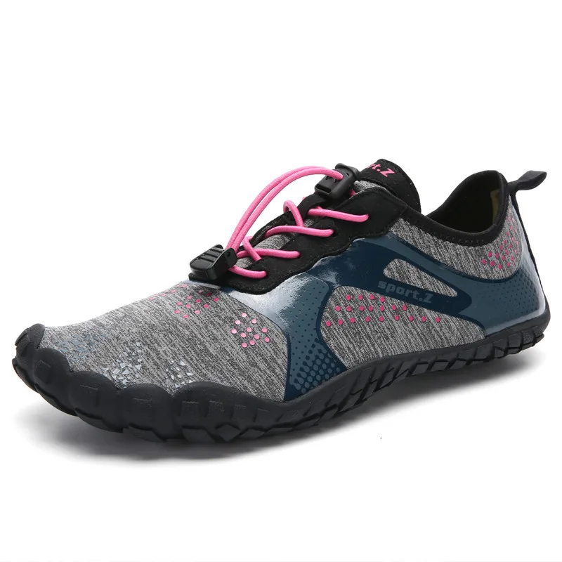 Мужская обувь с пятью пальцами; водонепроницаемая обувь; Летняя женская обувь для мужчин; легкая быстросохнущая обувь; спортивная обувь для фитнеса - Цвет: Gray Pink
