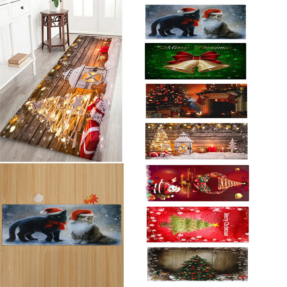 

40x120CM Merry Christmas Welcome Doormats Creativity Print Snowman Bell Christmas Tree Hanging Decorations For home Hanging