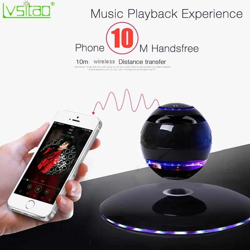 LED Levitating Bluetooth Speaker Floating Maglev multicolor led lights 360 Degree Rotating portable fashion UFO creative gifts