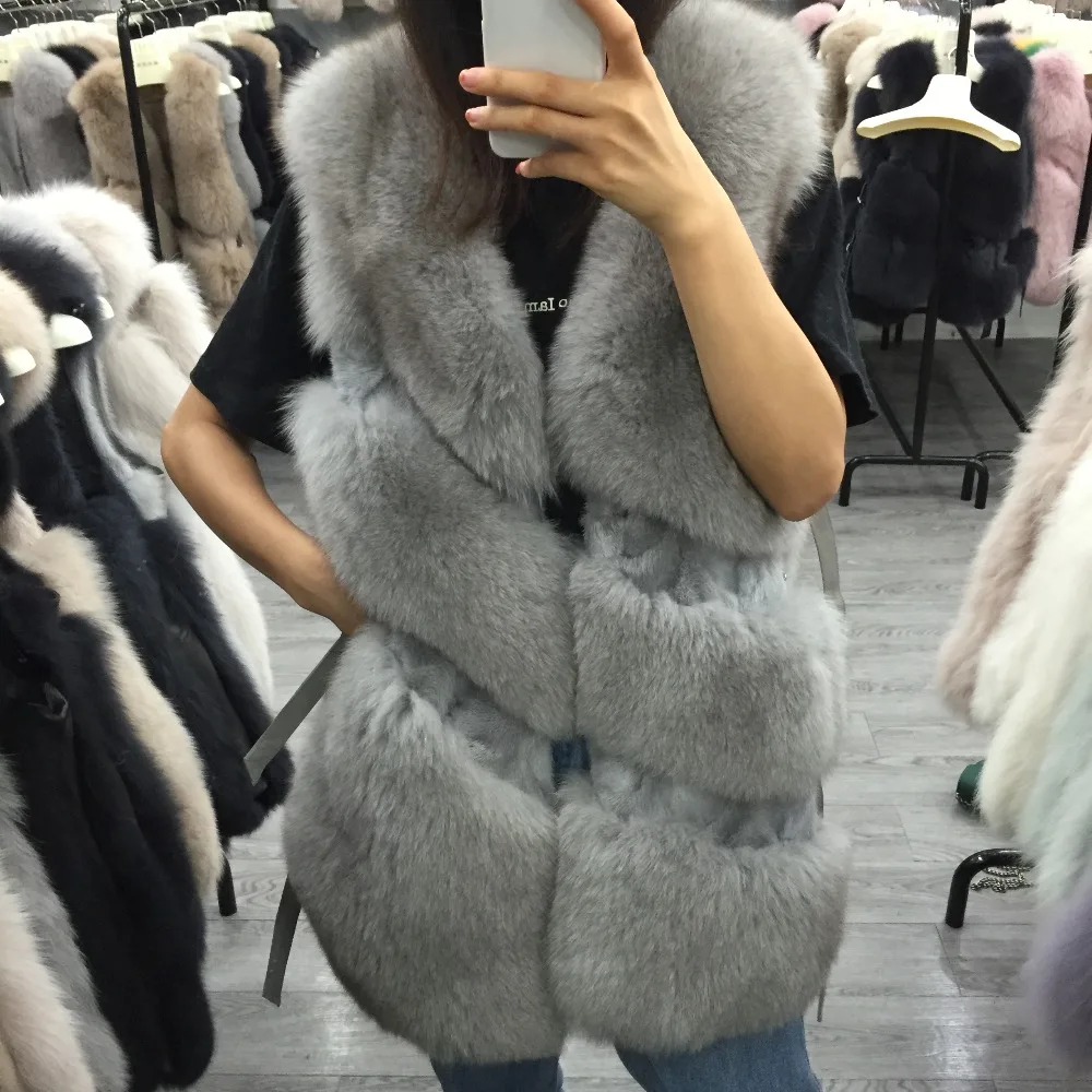 Top SQXR FUR Real Fox Fur Vest Women  New Fashion Genuine Fox Fur Coat Gilet  Jacket Winter with mink fur vest 7