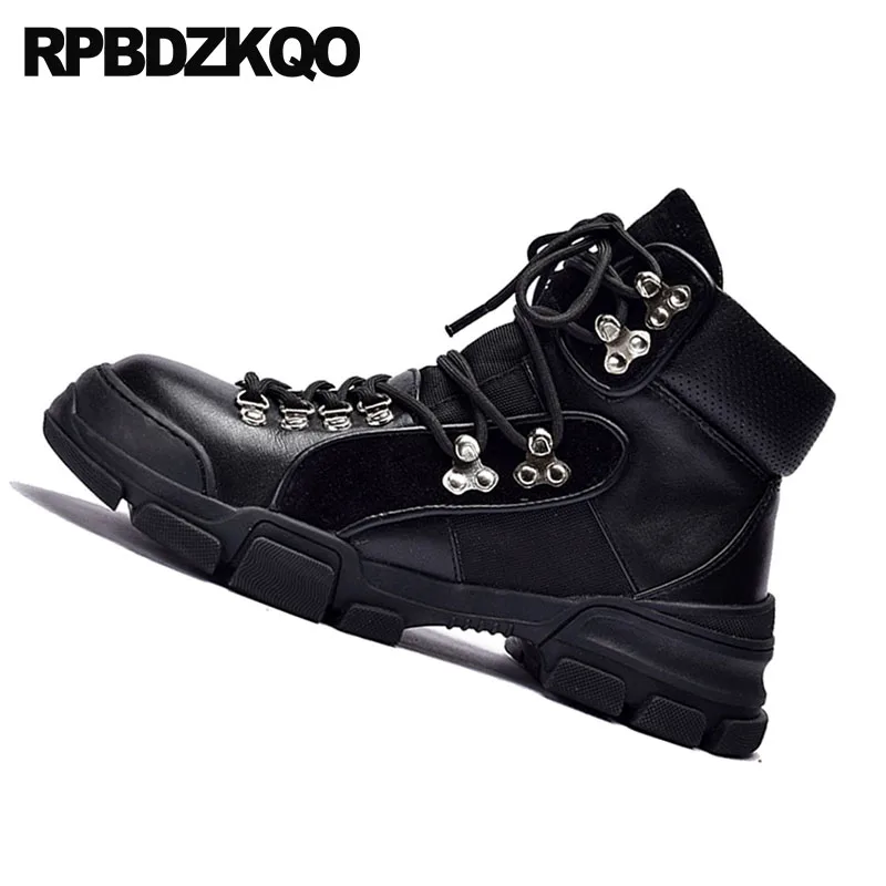Otoño Cuero Militares Pie Mujeres Dedo gris Combate Zapatos Negro Del Encaje Botas Corto 2018 Genuino Tobillo Casual De Negro Frente Redondo F5SaE