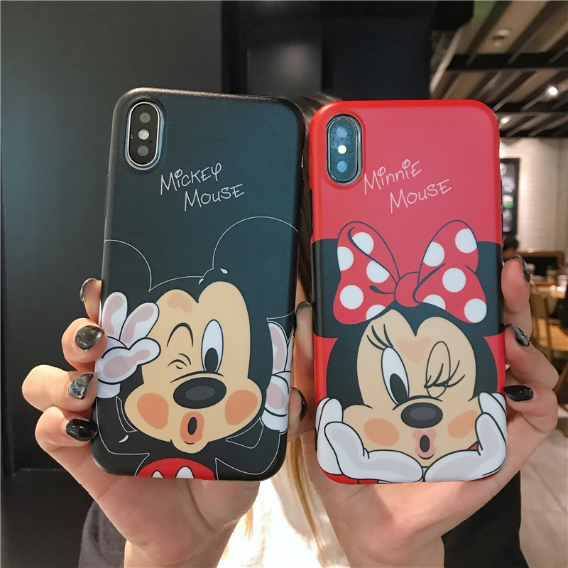 

Matte Soft Silicone Celular Case for Coque iPhone Xs Max 6s 7 8 Plus Mickey Mouse Minnie 6Plus 7Plus 8Plus Cover ifone capinha