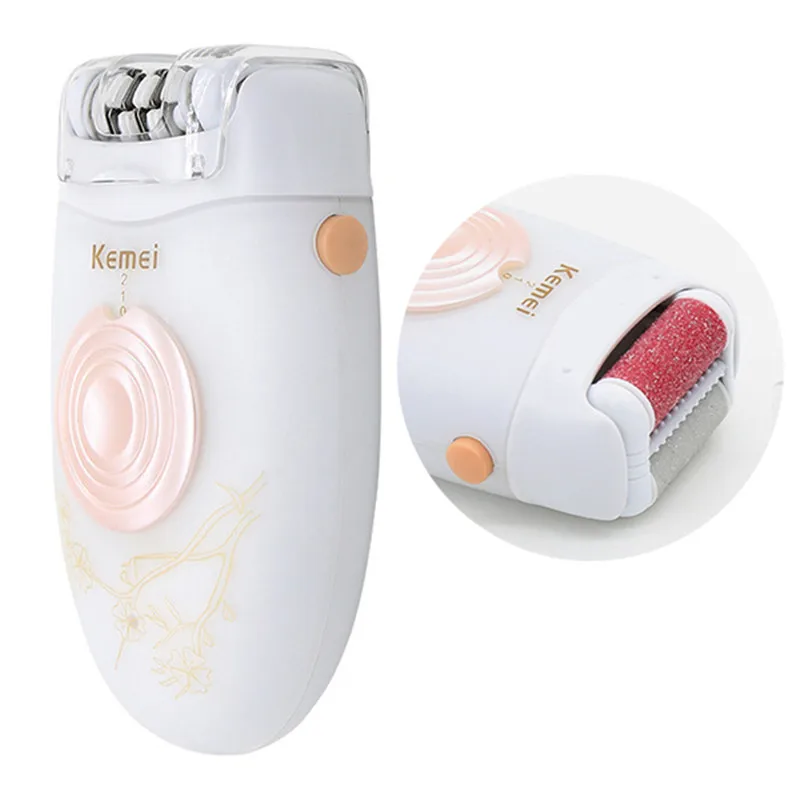 

Kemei KM-3076 2 in 1 epilator women trimmer for women electric epilator white lady shaver for bikini hair removal multi-function