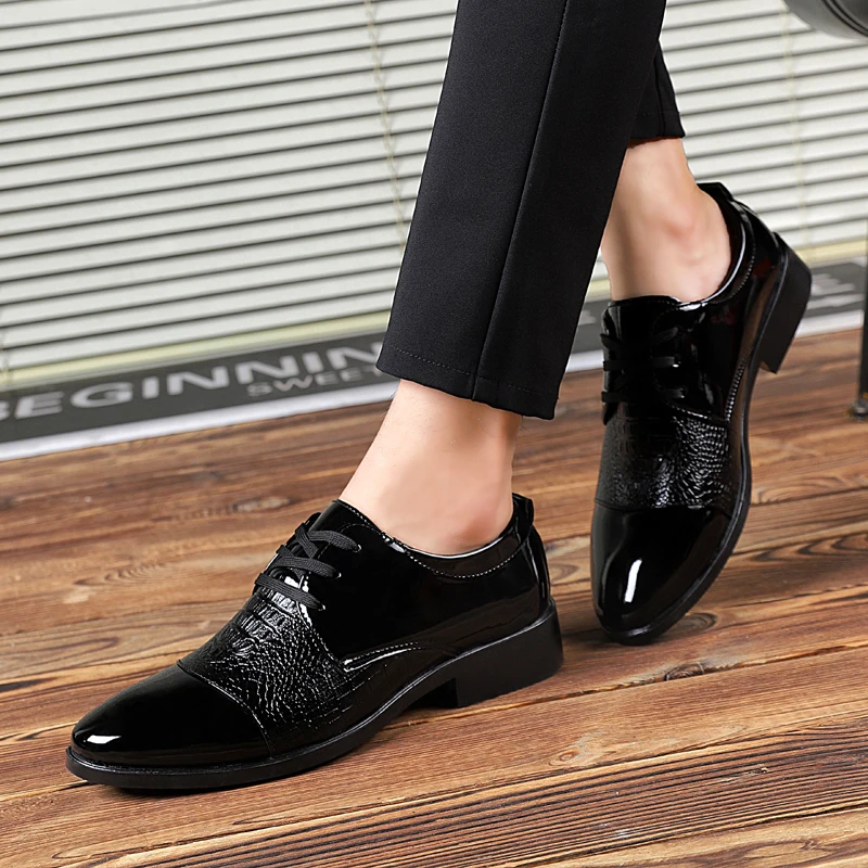 elegant british formal dress leather shoes men fashion snake skin pointed dress office dress footwear brogue oxford shoes men (14)