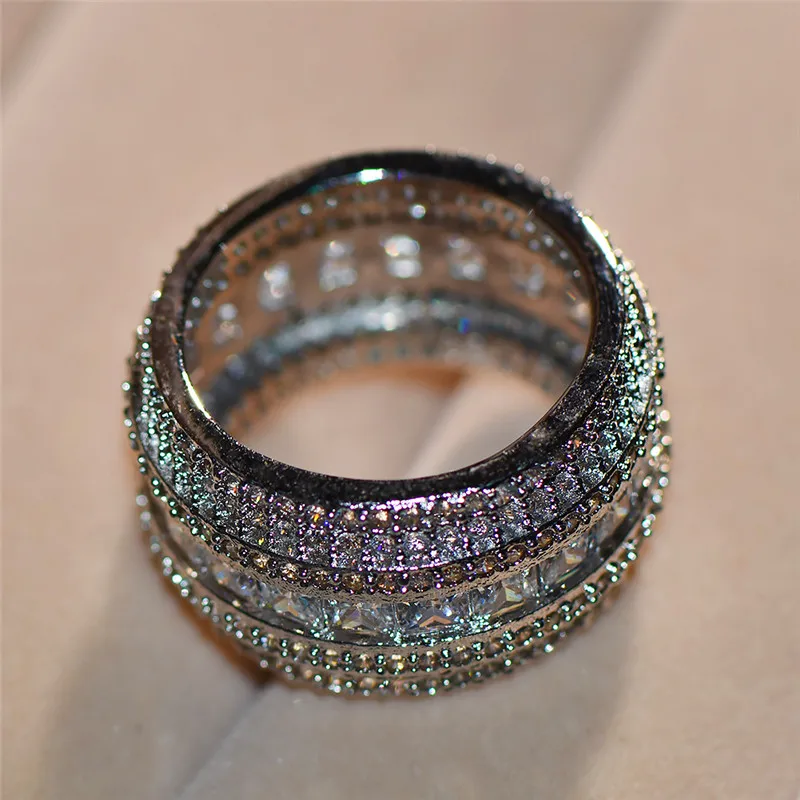 Роскошное женское большое кольцо из циркона ААА, Женское Обручальное кольцо серебряного цвета, обручальное кольцо, обещающее вечность помолвка