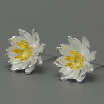 

Trendy Vintage Lotus Flower Earrings Femme Gifts Ladies 925 Sterling Silver Earrings for Women Statement Jewelry Brincos