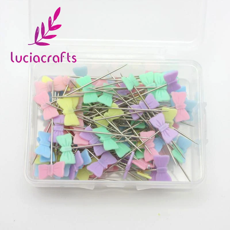 Lucia crafts 1 кор./лот(50 шт./кор.)/(100 шт./кор.) 10*50 мм швейная фурнитура в стиле пэчворк шпильки с цветочной брошью для шитья булавки с коробкой J0144