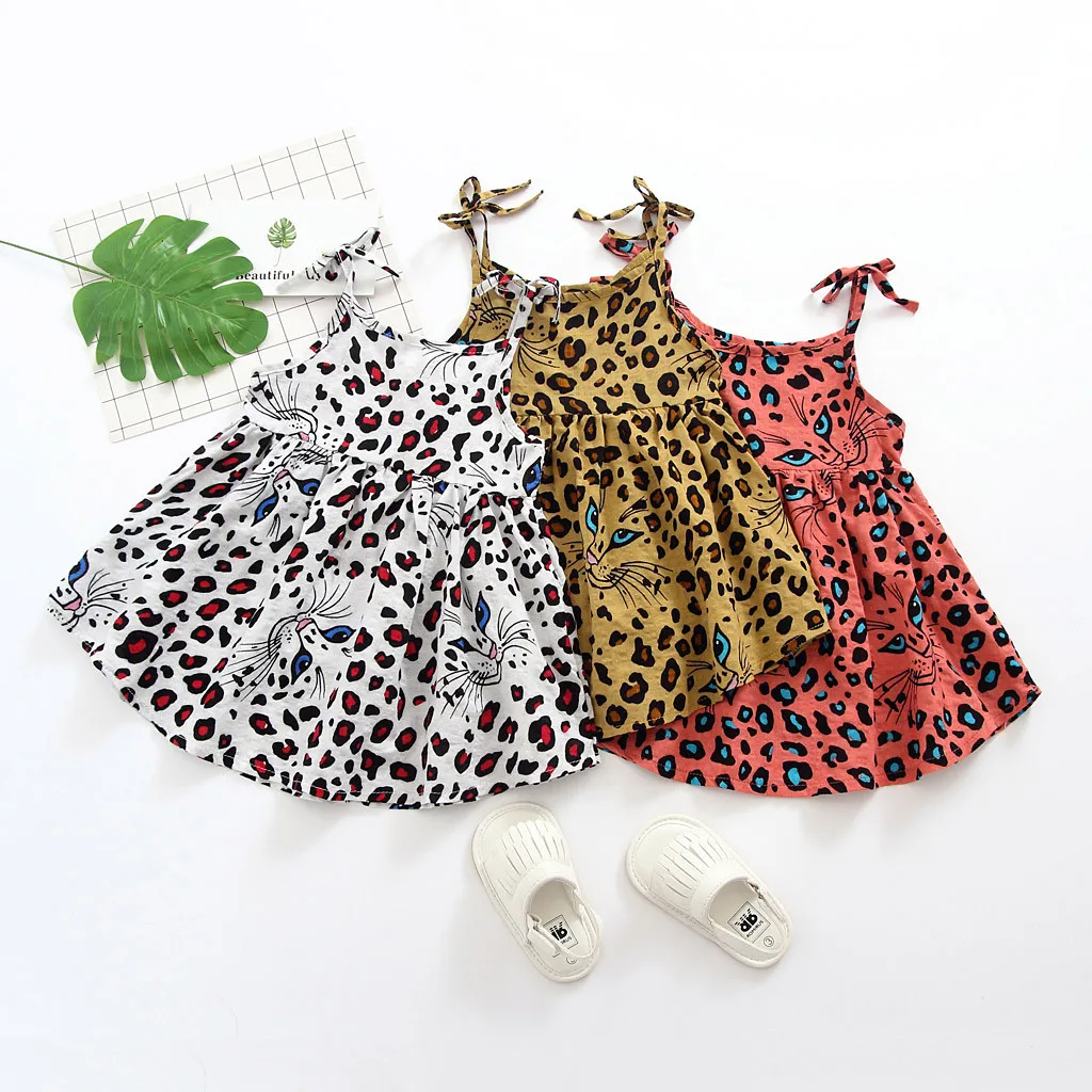 

Toddler Kid baby girl dress Girl Sleeveless Leopard Printed Party Princess Dress Vestido Infantil Clothes kids dresses for girls
