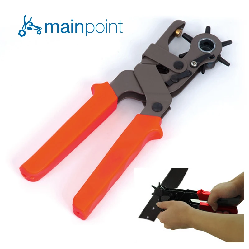 Mainpoint Revolving Heavy Duty Leather Canvas Belt Hole Punch HandPliers Belt Holes Punched Punching Plier Hole Home Pliers Tool