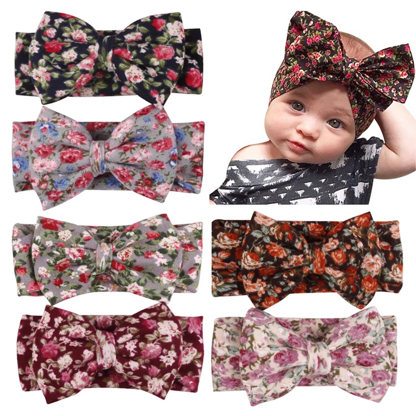 

Babi Kids Gir Toddle Infnt Flower Floral Hairband Turban Rabbit Bowknot Babi Headband Headwear Hair Band Accessories 6 Colors