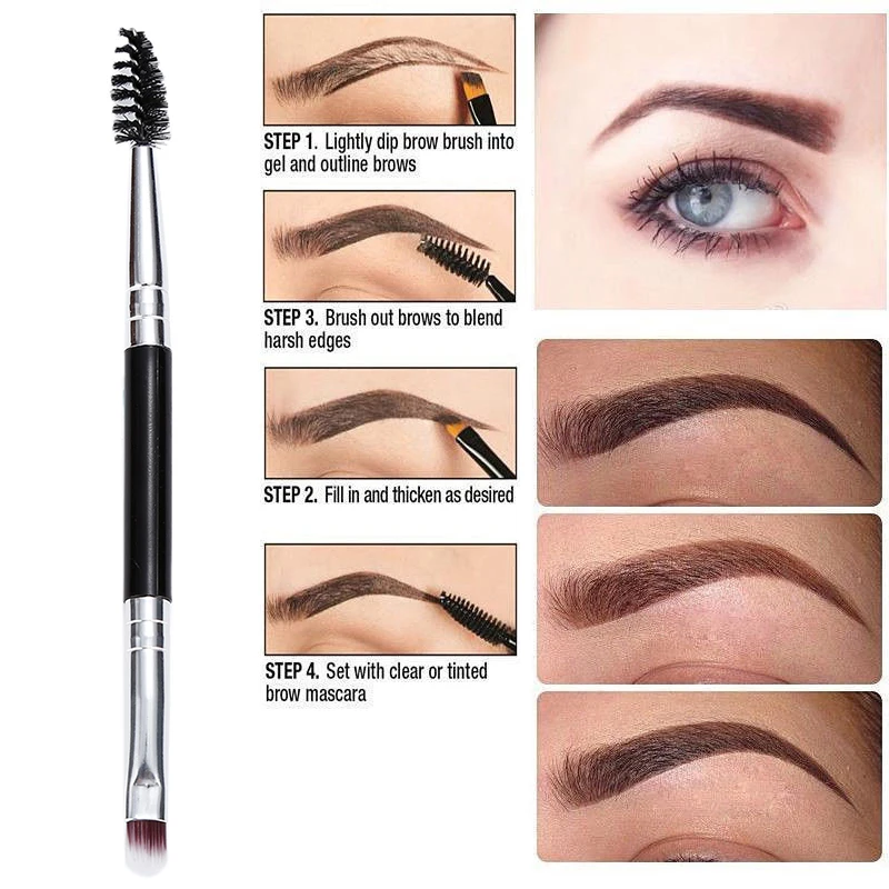 2019 ELECOOL 1Pcs Black Eyebrow Brushes Powder Eye Brow Comb Beauty Makeup Double Ended Blending Brush Tools