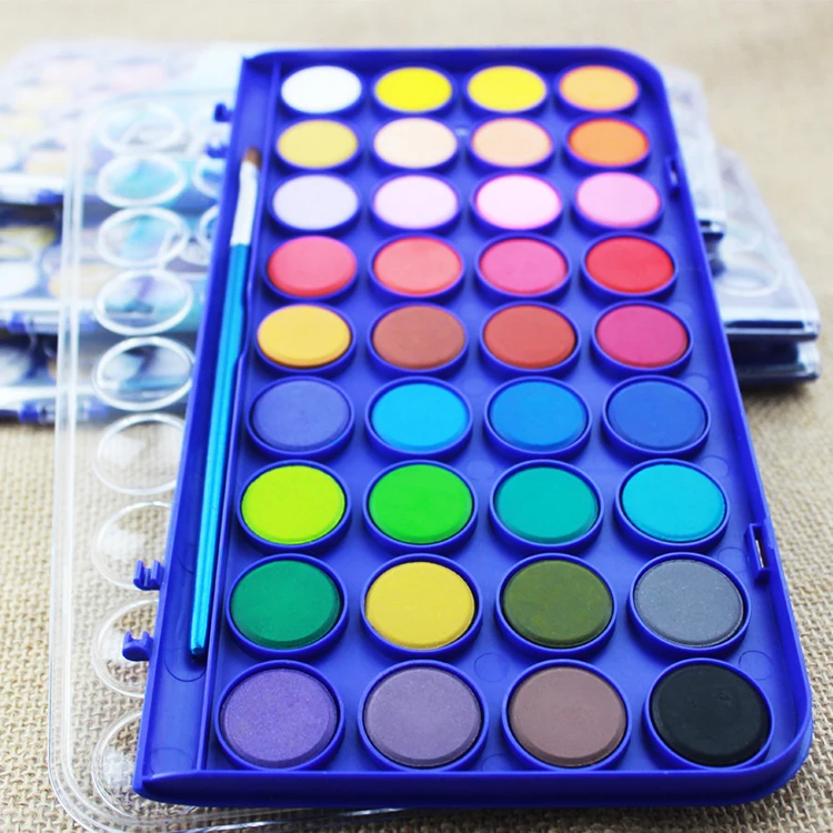 36 colors Solid gouache paint set with water color powder set art supplies in case for kids painting utensils
