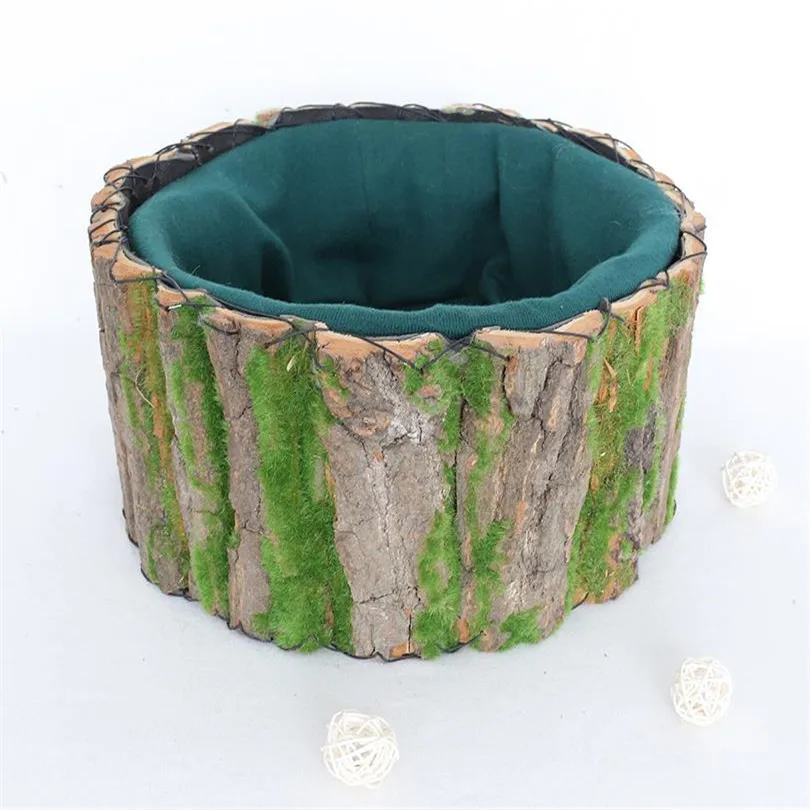 

Natural Wood Bark Bucket Newborn Photography Props Baby Bowl Backdrop Photo Prop