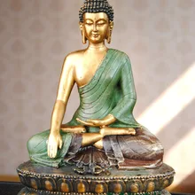 Юго-Восточной Азии стиль, сделать старый, смола, Шакьямуни, Будда, буддизм украшения дома, искусство и ремесла