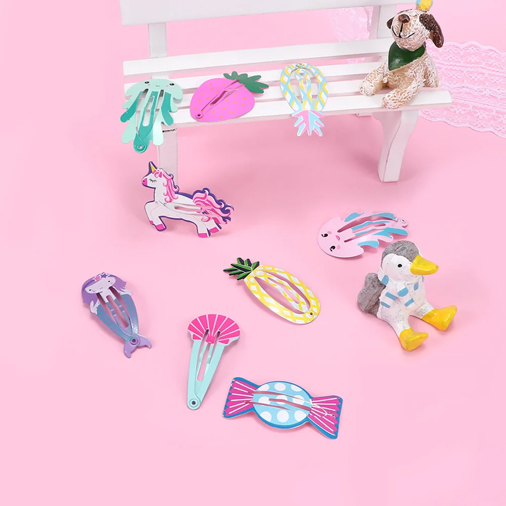 

6pcs/Set Cute Fruit Pineapple Hair Pins Lovely Cartoon Paint BB Clip for Baby Girls Kids Mermaid Rainbow Hair Accessories