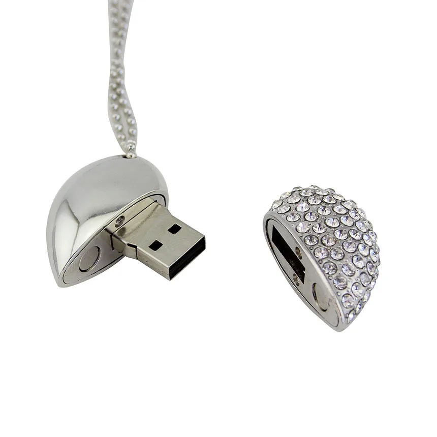 CHYI Crystal Love Heart Pendant USB 3.0 Flash Drive Necklace Pen Driver 8GB 16GB 64GB Pendrive 32GB Memory Stick U Disk For Girl