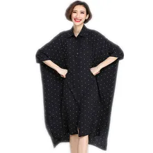 Beach casual Long section Kimono Three Quarter Polka Dot Print Women’s shirt Loose Plus size Female blouses Batwing Sleeve shirt