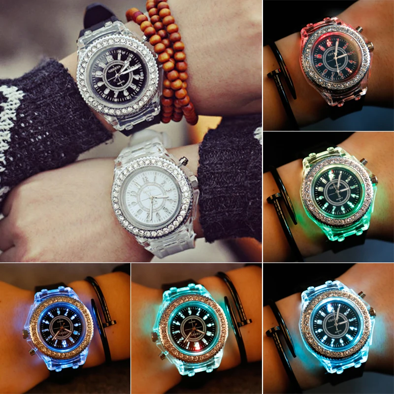 Luminous LED Children Watches Silicone Rubber Quartz Woman Man Wristwatch Glowing in the dark Bracelet Casual Clock for Kids