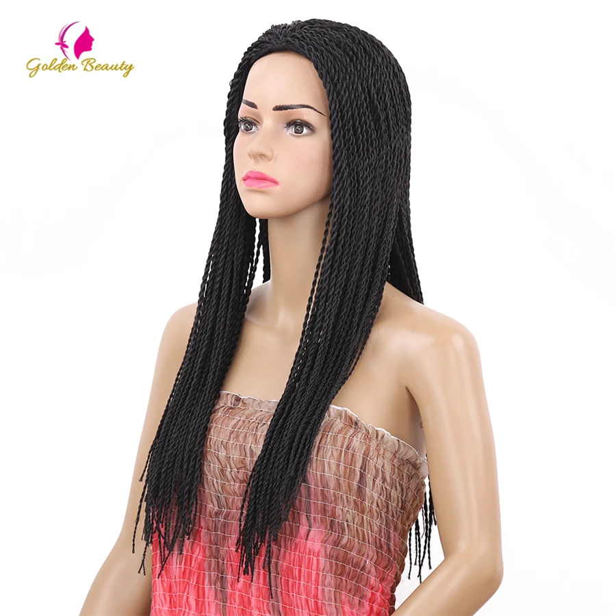 Golden Beauty 2X Twist Braids Wig Nature Black Long Synthetic Hair Wigs