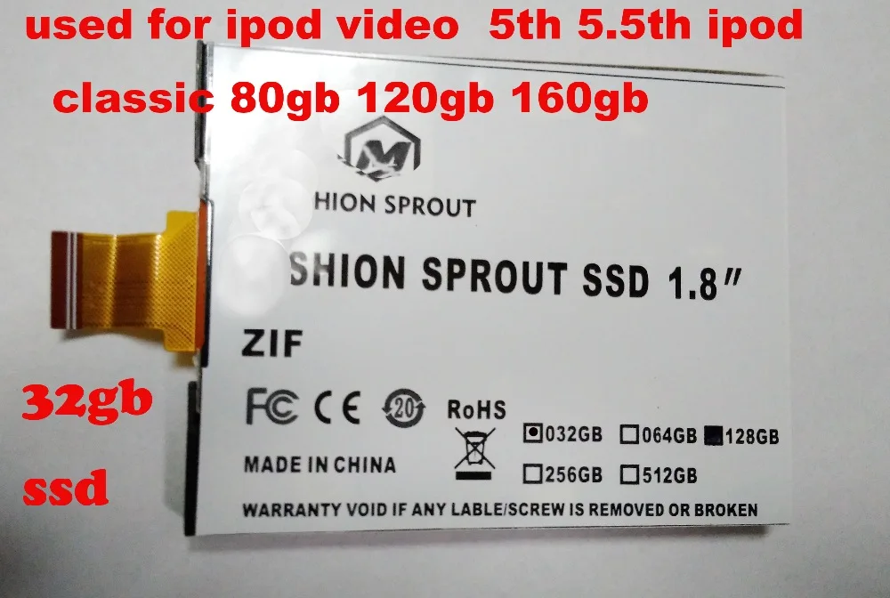 Neue SSD Für iPod Classic VIDEO 32 GB SSD NEUE 18 zoll ce/zif solid state drivese ERSETZEN mk3008ga