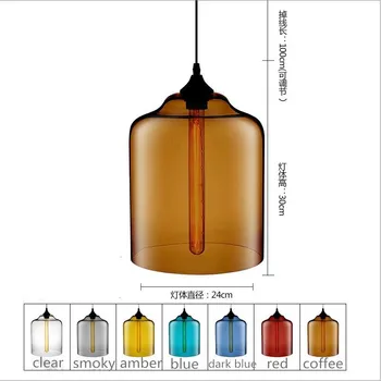 

Country Vintage D24cm H30cm Glass Pendant lights Lamp kitchen dining room cafe shop glass nordic suspension Edison hanging light