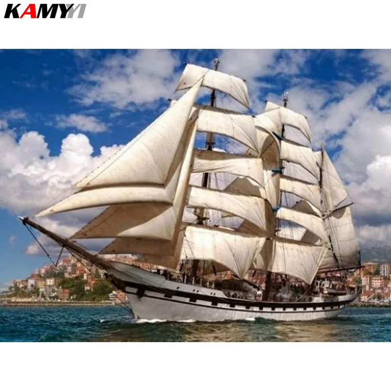 

5D Diy Diamond Painting Sailboat Diamant Painting Rhinestone Full Square Diamond Embroidery Artesanato Wall Sticker XY1